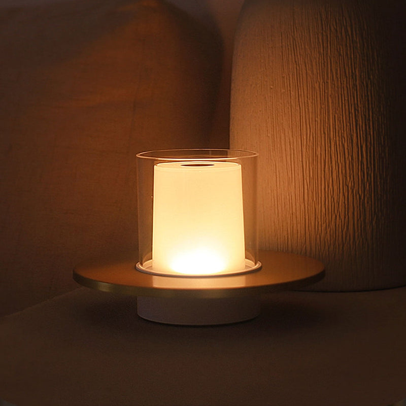 Lampe de Table Moderne à Bougie LED Cylindrique de Luxe Léger 