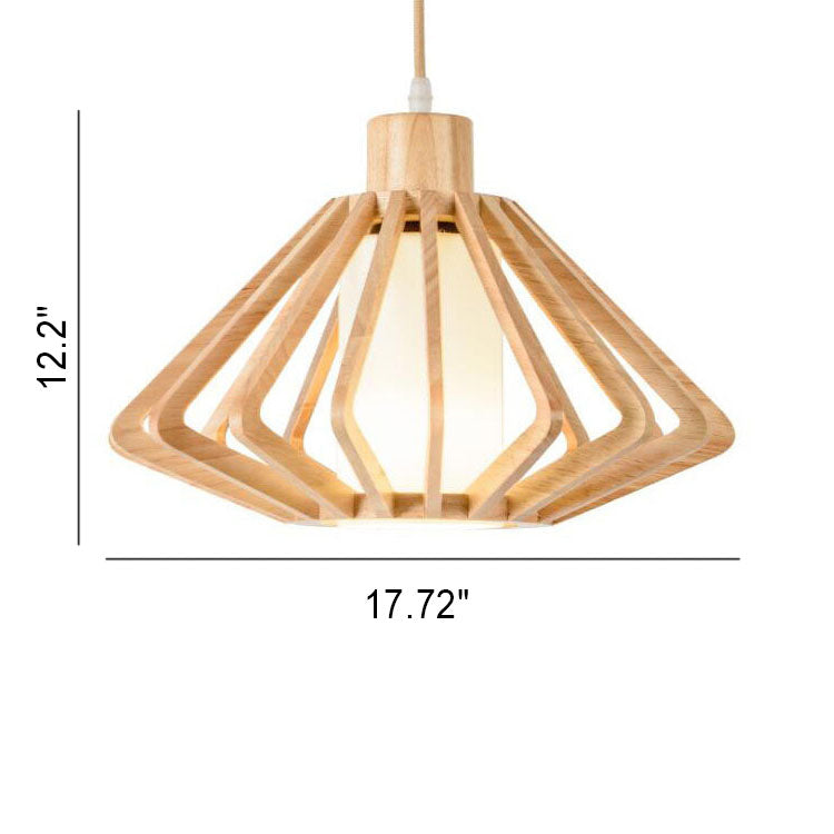 Japanische Vintage Holz Rhombus Laterne 1-Licht Pendelleuchte 