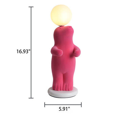Creative Cartoon Pink Bear Ball Resin 1-Light Table Lamp