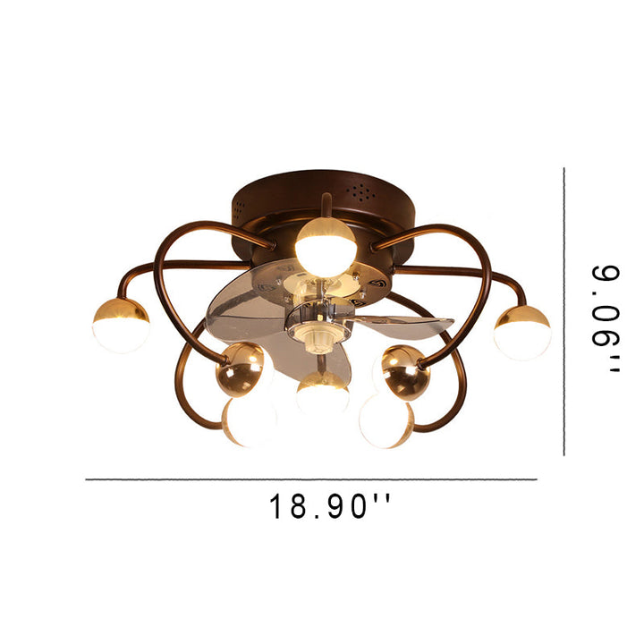 Nordic Creative Branch Cage LED Semi-Flush Mount Deckenventilator Licht 