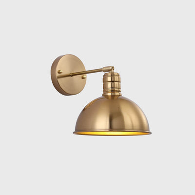 Modern Simple Iron Plated Brass Cone Round 1-Light Wall Sconce Lamp