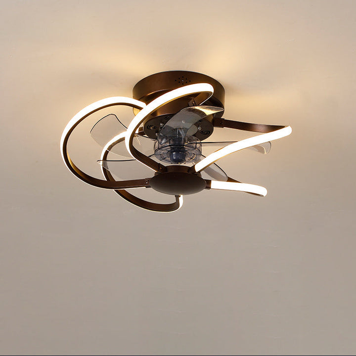 Moderner kreativer Käfig LED-Deckenventilator mit halb bündiger Montage 