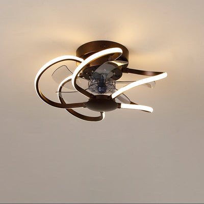 Modern Creative Cage LED Semi-Flush Mount Ceiling Fan Light