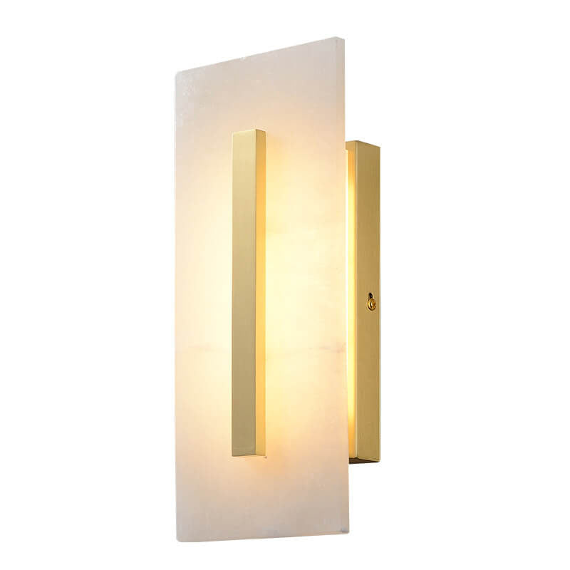 Lampe murale à LED 1 lumière en laiton carré en marbre chinois de luxe 