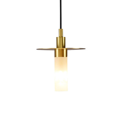 Modern Copper Glass Cylinder 1-Light Pendant Light