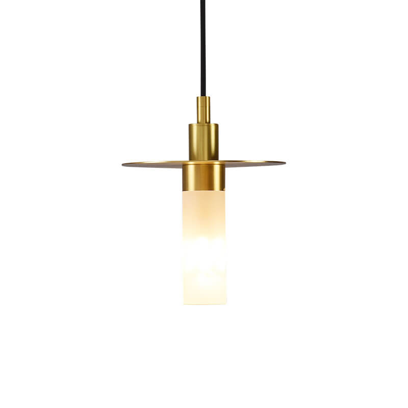 Modern Copper Glass Cylinder 1-Light Pendant Light