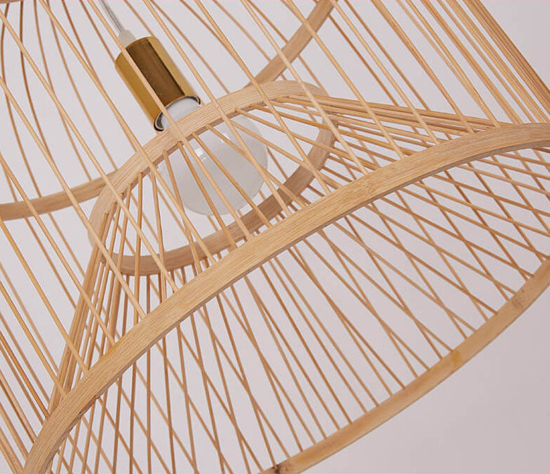 Vintage Bamboo Weaving Birdcage 1-Light Pendant Light