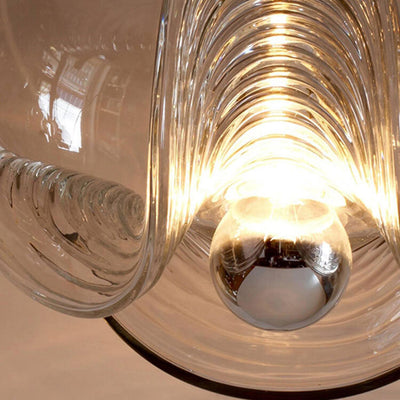 Vintage Clear Wave Glass Globe 1-Light Pendant Light