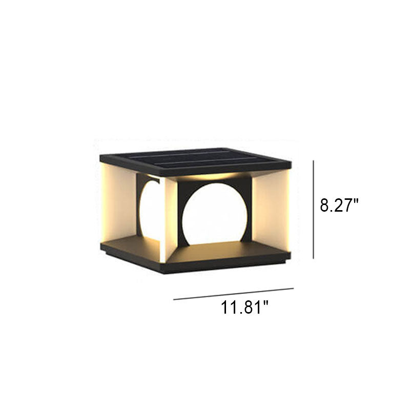 Simple Patio Solar Post Head Light Square LED Outdoor Landscape Light