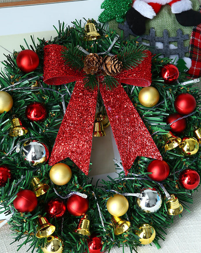 Christmas Wreath Branches Bells Christmas Lights String Decoration Lights