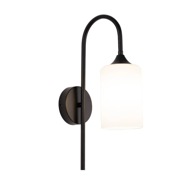 Modern Minimalist Glass Cylindrical Shade Bending Arm 1-Light Wall Sconce Lamp