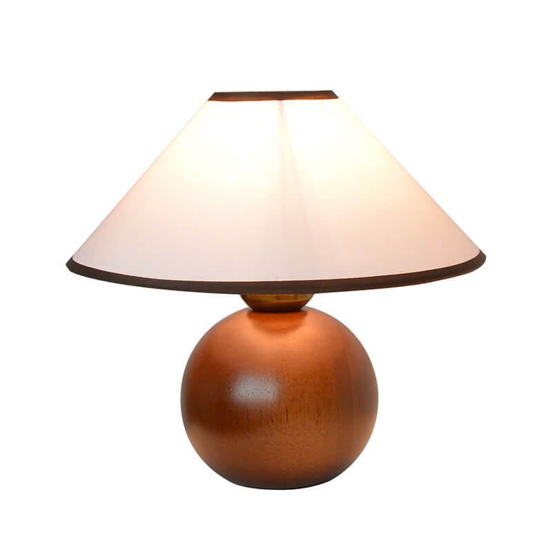 Vintage Coffee Round Solid Wood Base 1-Light Decorative Table Lamp