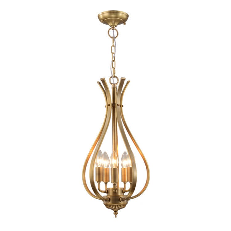 Lámpara de Araña de Latón Vintage en Forma Ovalada de 3/5 Luces 