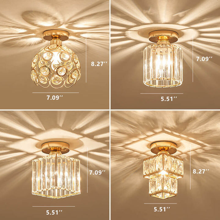 Plafonnier semi-encastré moderne européen en cristal à 1 lumière 