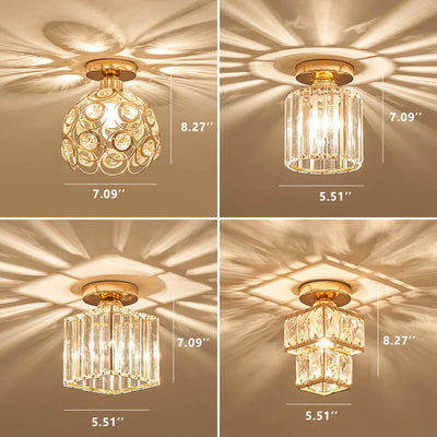 Plafonnier semi-encastré moderne européen en cristal à 1 lumière 
