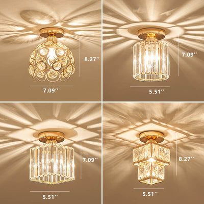 Modern European Crystal 1-Light Semi-Flush Mount Ceiling Light