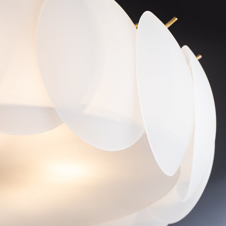 French Glass Round Drum 5/6 Light Semi-Flush Mount Ceiling Light