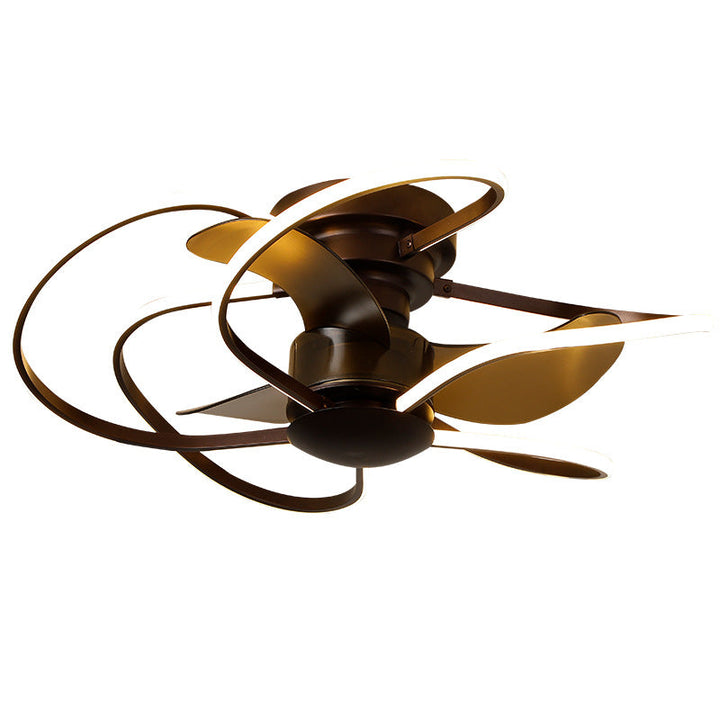 Moderner kreativer Käfig LED-Deckenventilator mit halb bündiger Montage 