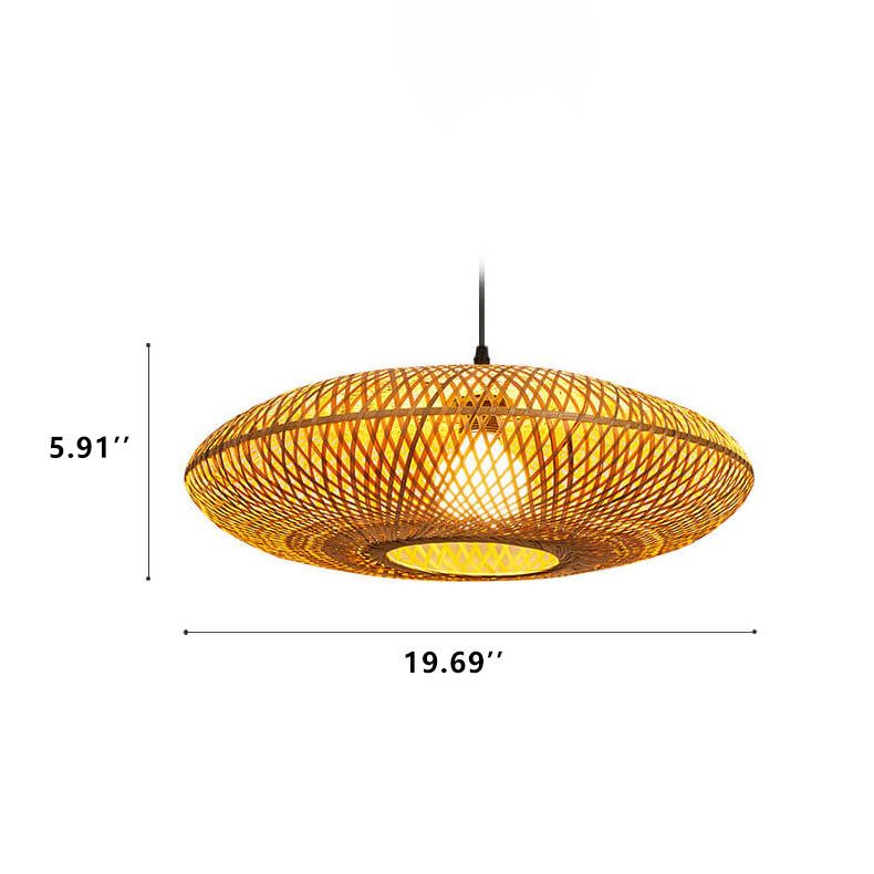 Modern Bamboo Weaving Flying Saucer 1-Light Pendant Light