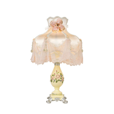 Europäischer Stil Hof Stoff Kuppel 1-Licht Tischlampe 