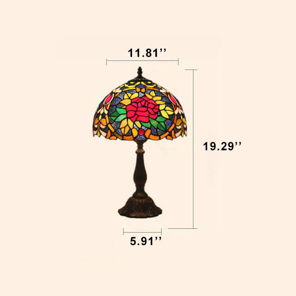 Lámpara de mesa Tiffany European Blooming Flower de 1 luz 