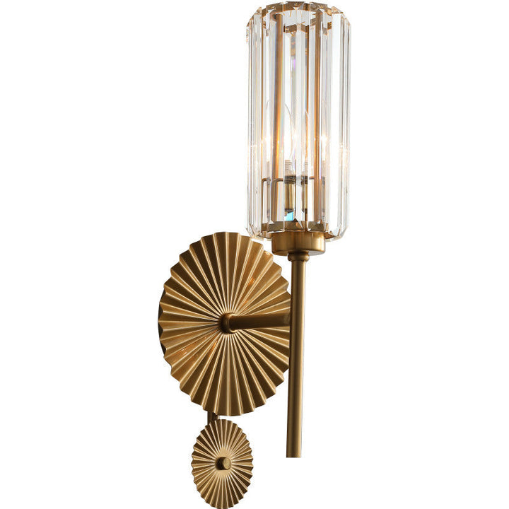 Modern Luxury Crystal Column Round Base 1-Light Wall Sconce Lamp