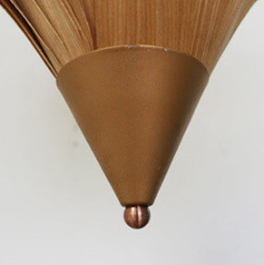 Vintage Oval Droplet Wood Veneer Wooden 1-Light  Pendant Light