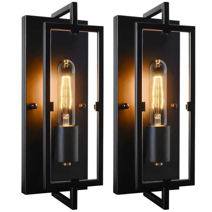 Industrial Vintage Wrought Iron Square 1-Light Wall Sconce Lamp