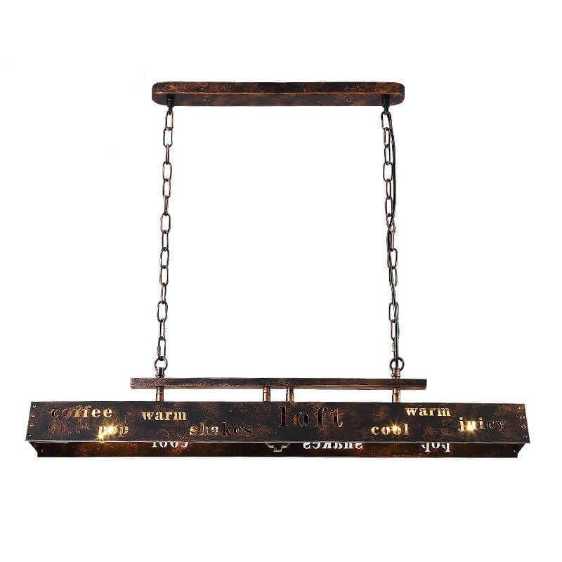Industrielle Vintage Eisen Rechteckige 2-Licht Kronleuchter 