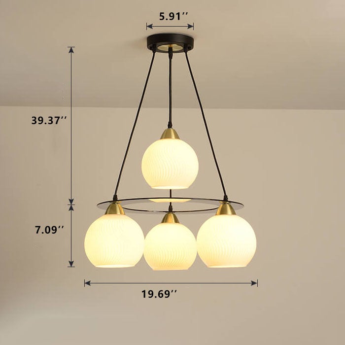 Modern Minimalist Glass Ball Ring 4-Light Chandelier