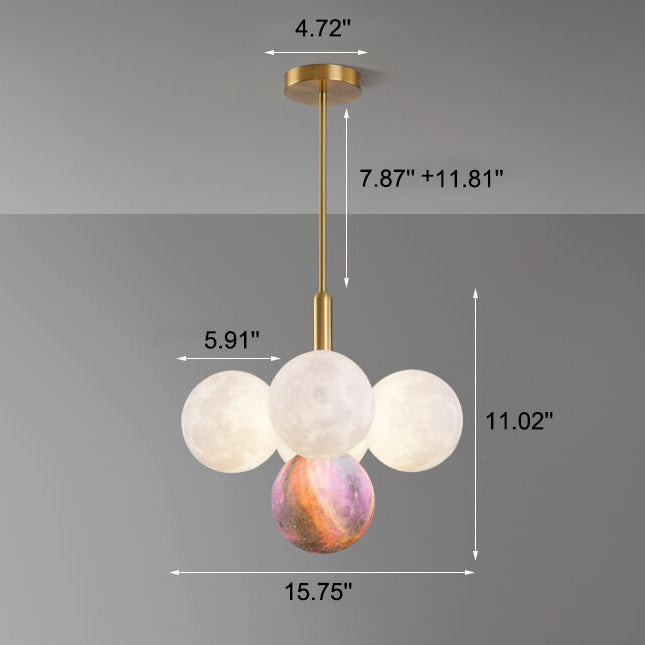 Nordic 3D Moon Planet 5/13 Light Chandelier