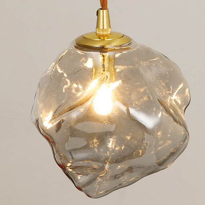 Vintage Lava Ice Cube Glass Walnut 1-Light LED Pendant Light