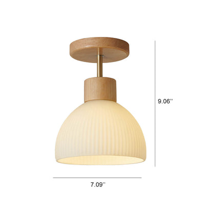 Nordic Glass Half Round 1-Light Semi-Flush Mount Ceiling Light