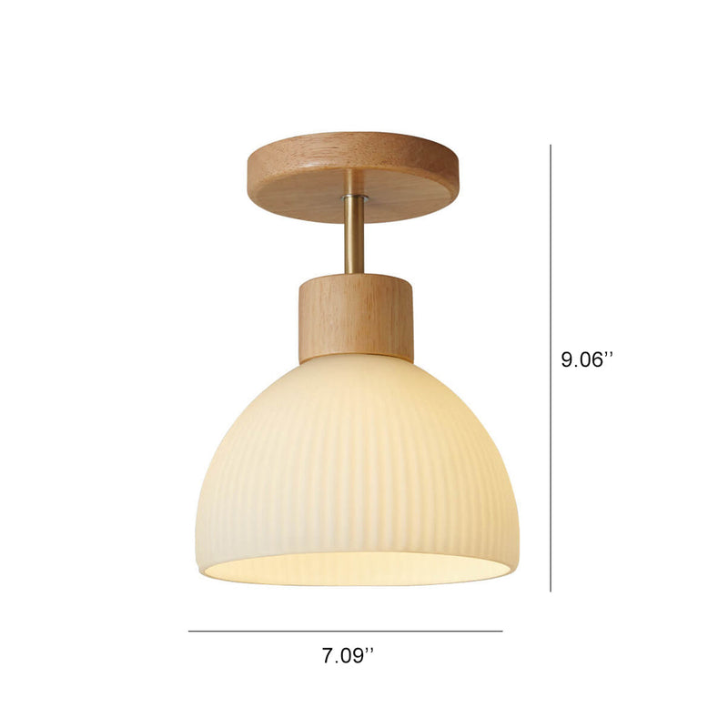Nordic Glass Half Round 1-Light Semi-Flush Mount Ceiling Light