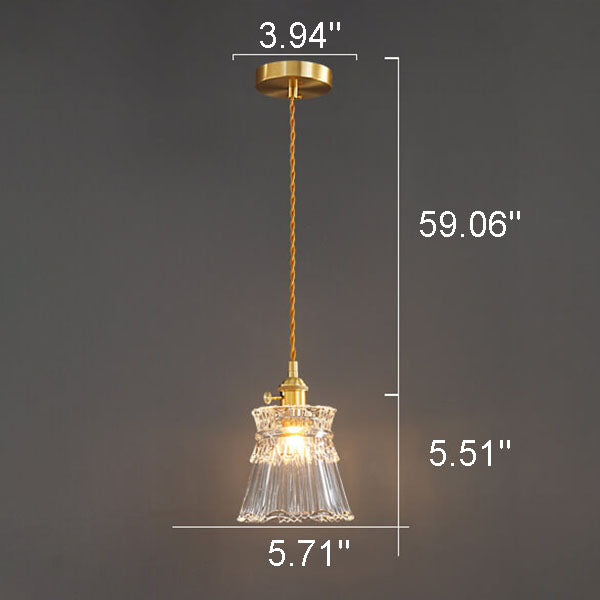 Modern Luxury Glass Bell Shade Brass 1-Light Pendant Light