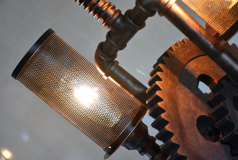 Vintage Industrial Iron Gear Shape 2-Light Chandelier