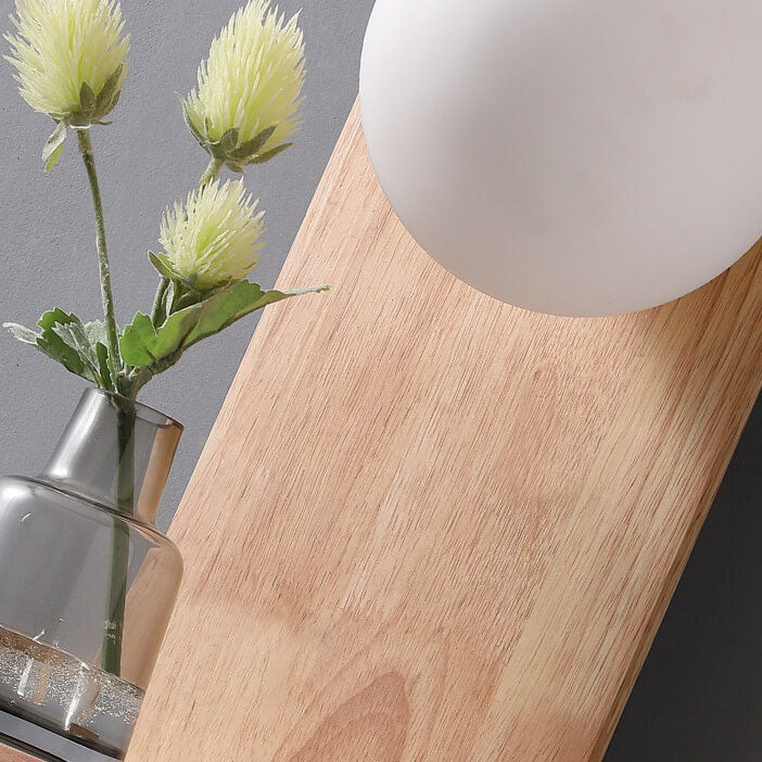 Nordic Solid Wood Glass Globe 1-Light  Wall Sconce Lamp