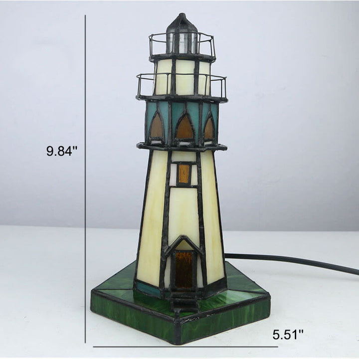 Tiffany Creative Tower Light Stained Glass 1-Light Table Lamp