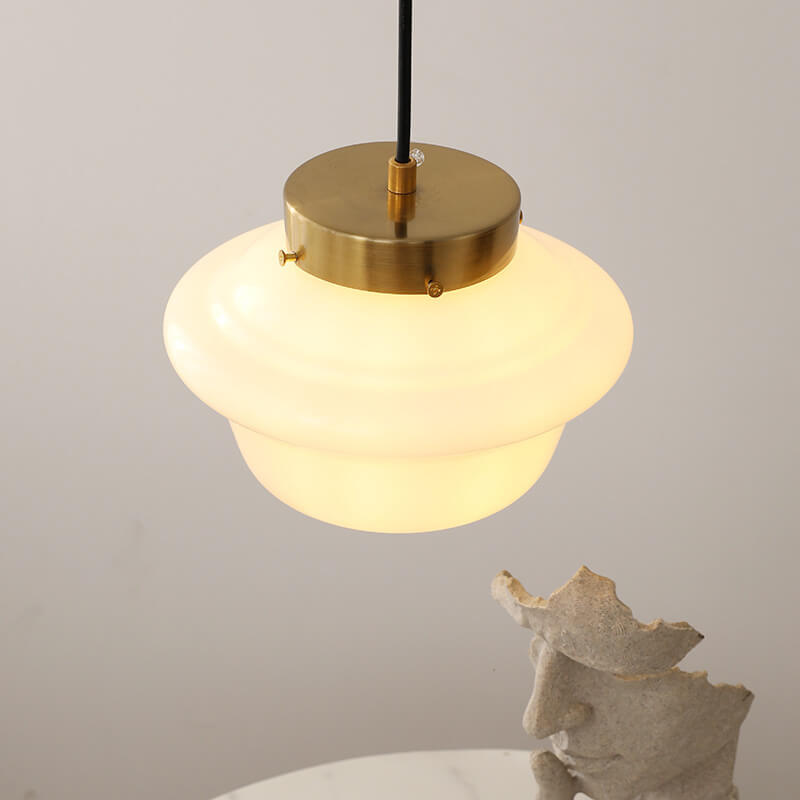 Suspension Luminaire Vintage en Verre Blanc Lait 1-Lumière 