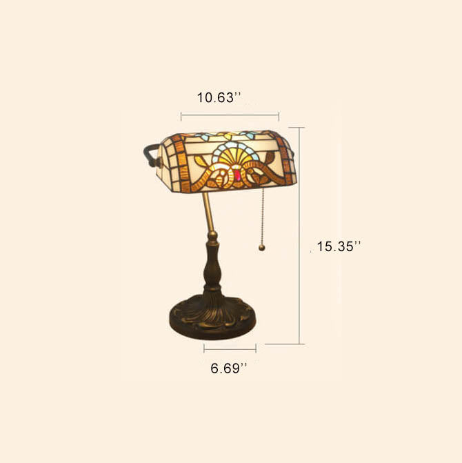 Vintage Stained  Glass 1-Light Zipper Switch Table Lamp
