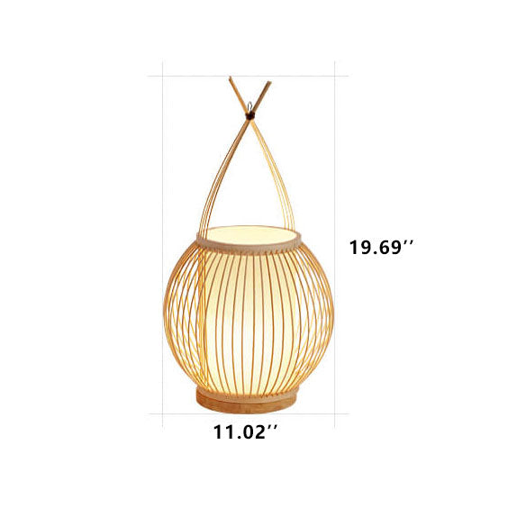 Lampe de Table à 1 Lumière en Tissage de Bambou Moderne 