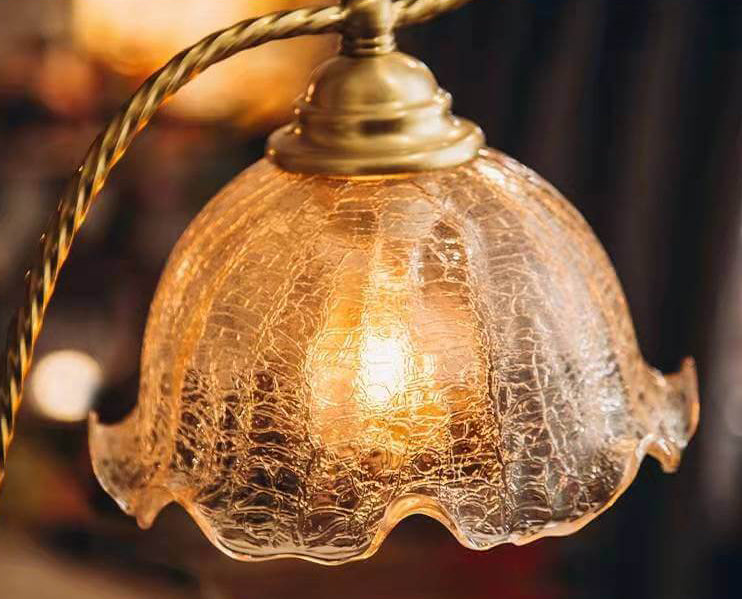 Retro French Glass Shade Arc Decorative 1-Light Table Lamp