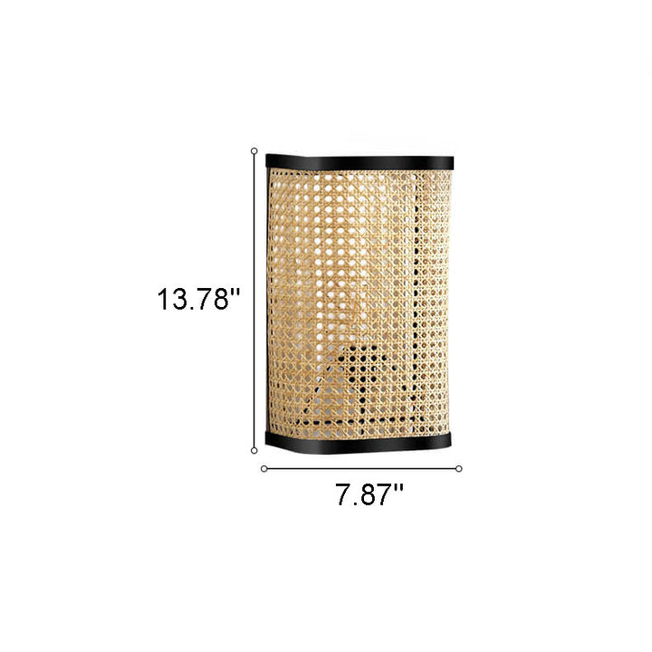 Minimalist Rattan Weaving Square 1-Light Wall Sconce Lamp