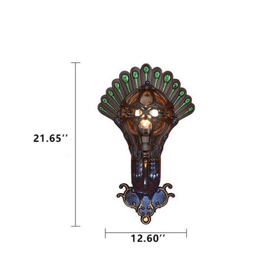 European Vintage Peacock 1-Light Outdoor Waterproof Wall Light