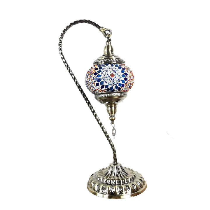 Vintage Türkische Buntglas-Schwanenhals 1-Licht Tischlampe 