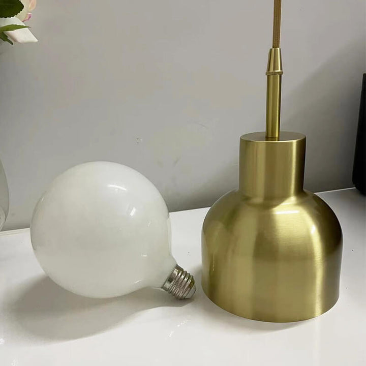 Nordische ovale Kuppel Messing 1-Licht Pendelleuchte 
