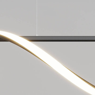 Moderner kreativer gebogener langer gestreifter Glaskugel-LED-Kronleuchter