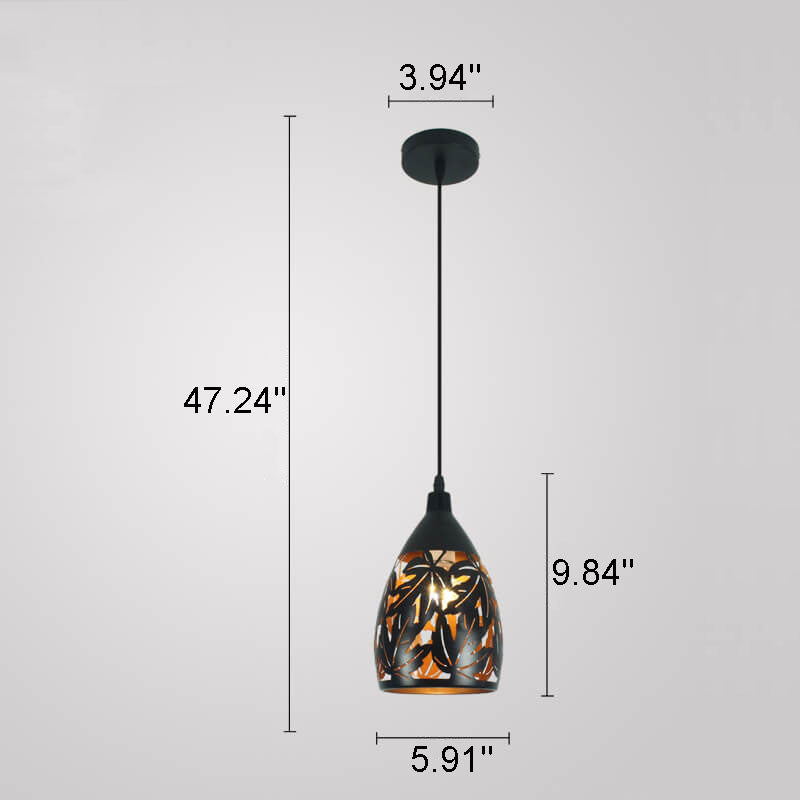 Retro Industrial Hollow Iron Bell 1-Light Pendant Light