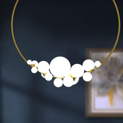 Moderner minimalistischer Kreis-Glaskugel-LED-Kronleuchter 