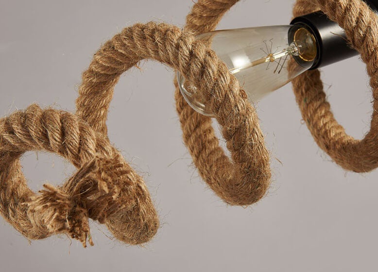 Vintage Weaving Rope Spiral Wave  2-Light Chandelier